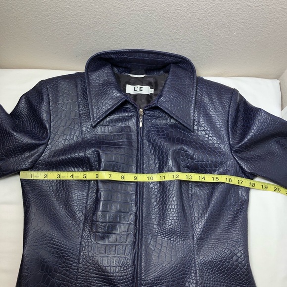 L’E L’EQUIPE PLUS Made Italy Faux Leather Crocodile  Print Purple Jacket 40=S=4 - Picture 10 of 14
